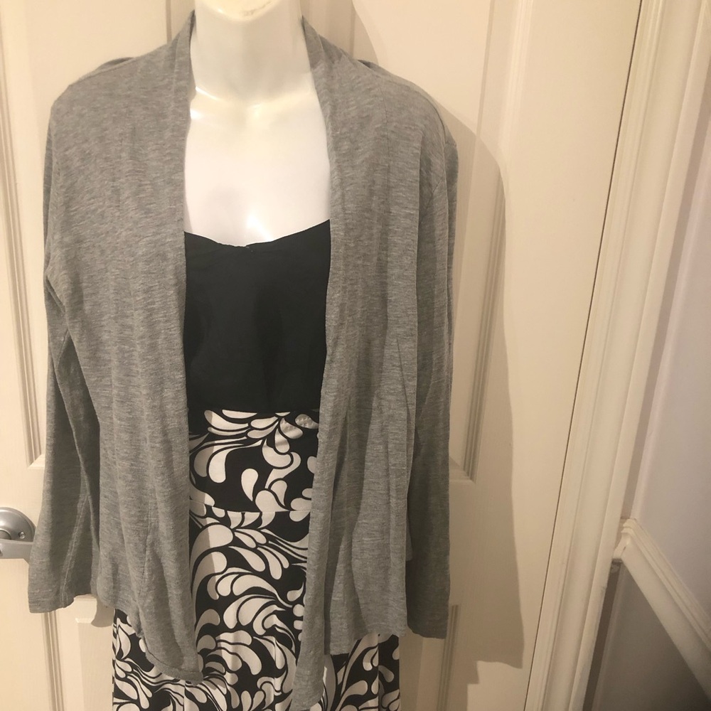 Classic Razzle Dazzle Open-Front Gray Women's Cardigan Sweater